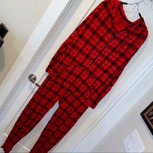 Hooded lounge onesie with pockets